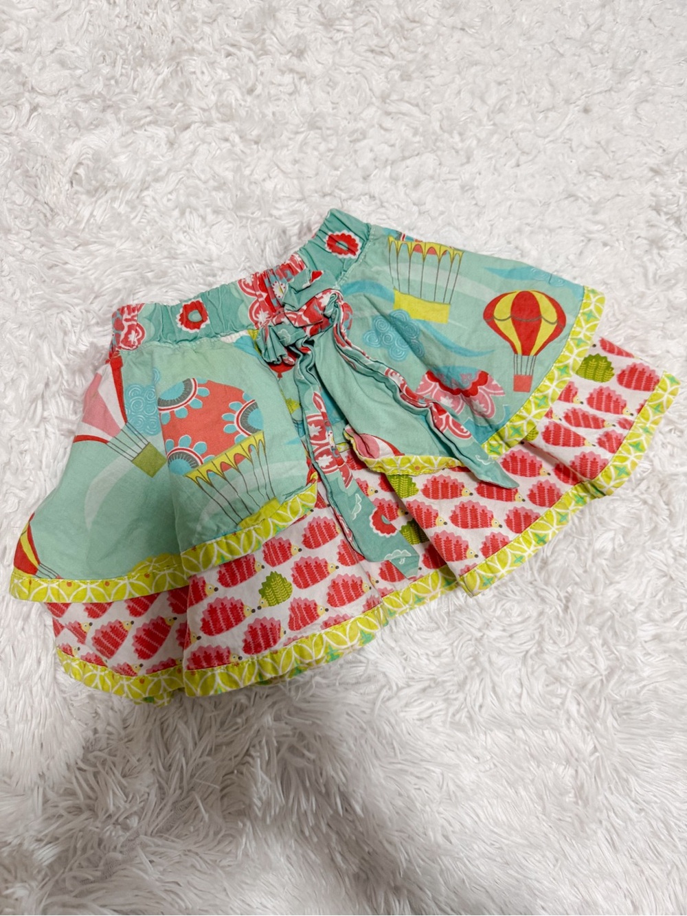 Jelly the Pug | Hot Air Balloon Hedgehog Print Baby Girl Skirt, 24 month